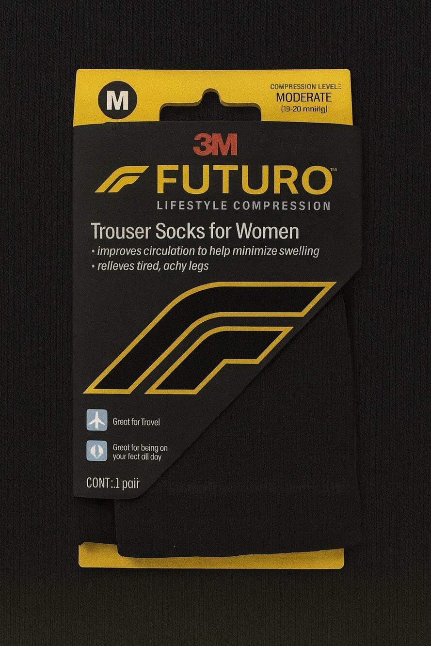 FUTURO Black Trouser Socks Moderate Compression 15-20 mmHg Medium